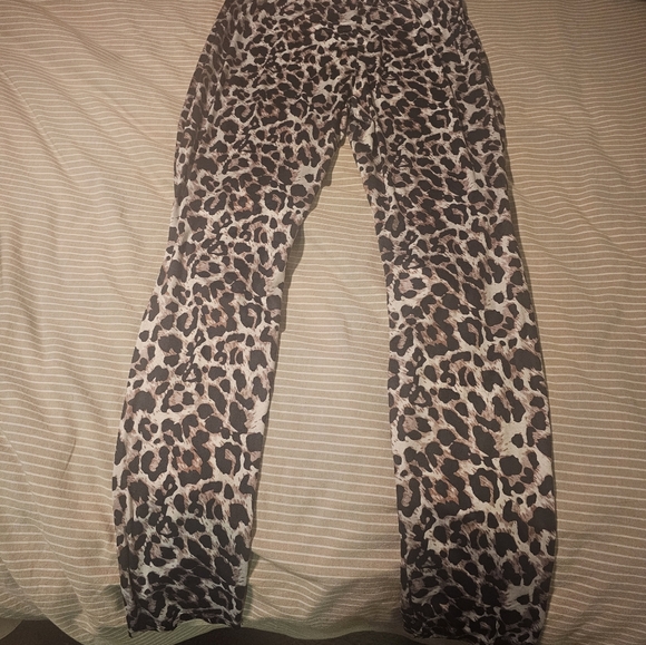Women Leopard Print PEEK A BOO Knee LACE Pants Lightweight Xl - Picture 3 of 5